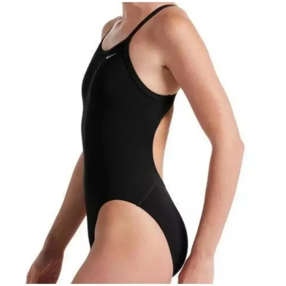 NIKE Women's Size 6 Black Hydrastrong One‎ Piece Swimsuit Competitive Athletic